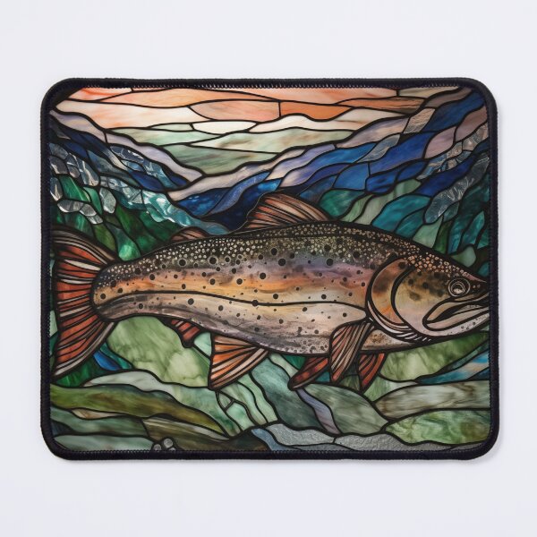 Item preview, Trout/Salmon in Stained Glass designed and sold by RedHandedOD.