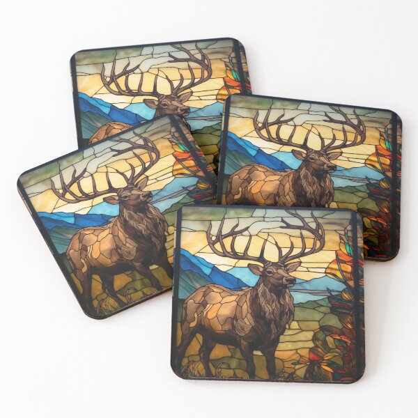 Item preview, Elk in Stained Glass designed and sold by RedHandedOD.