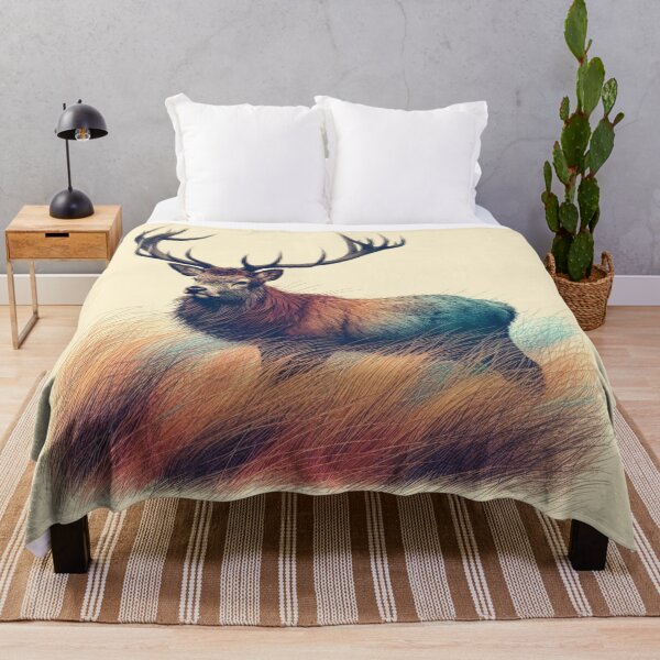 Item preview, Scottish Highland Stag Sketch Abstract Retro Sketch designed and sold by MaedK.