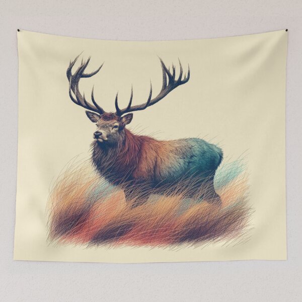Item preview, Scottish Highland Stag Sketch Abstract Retro Sketch designed and sold by MaedK.