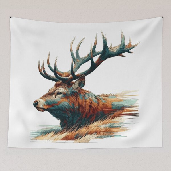 Item preview, Scottish Highland Stag Sketch Abstract Retro Sketch designed and sold by MaedK.