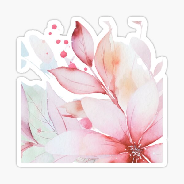 Item preview, Pink and blue floral water color designed and sold by Forest Aura: Let nature give you a hug!.