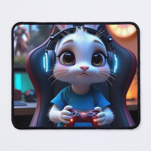Item preview, Gamer Bunny Cozy Gaming Setup designed and sold by Velvet Night Art.