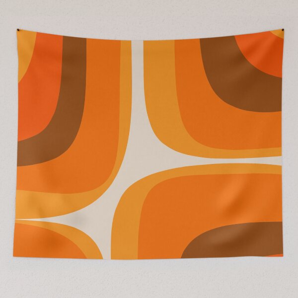 Item preview, Retro Groove Minimalist Mid Century Modern Abstract 70s Brown and Orange Pattern designed and sold by kierkegaard.