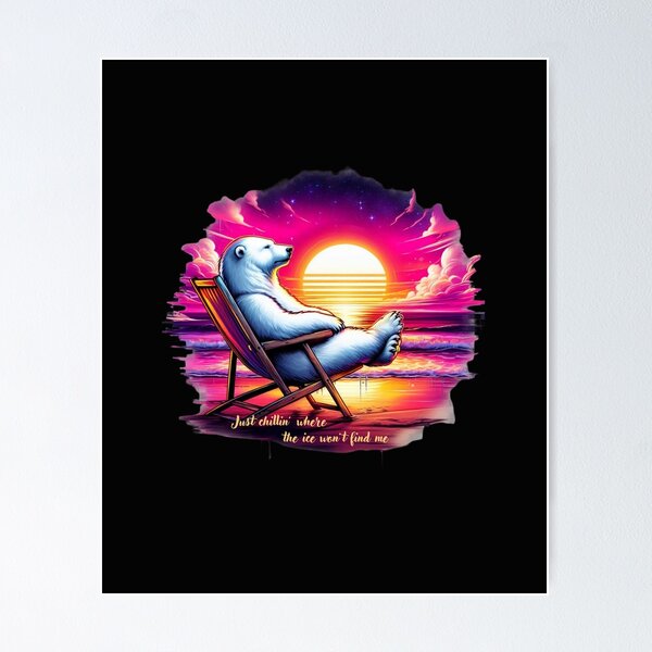 Item preview, Polar Bear Vacation, Just chillin' where the ice won't find me. Dreamy Fantasy Style Graphic Design designed and sold by GEM STYLE.