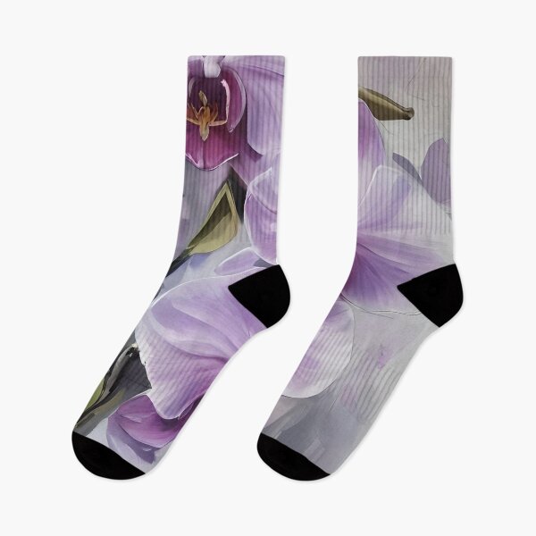 Item preview, Orchids Brushstrokes White and Lilac with Gray designed and sold by Ciervo Primavera.