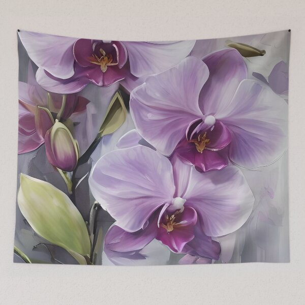 Item preview, Orchids Brushstrokes White and Lilac with Gray designed and sold by Ciervo Primavera.