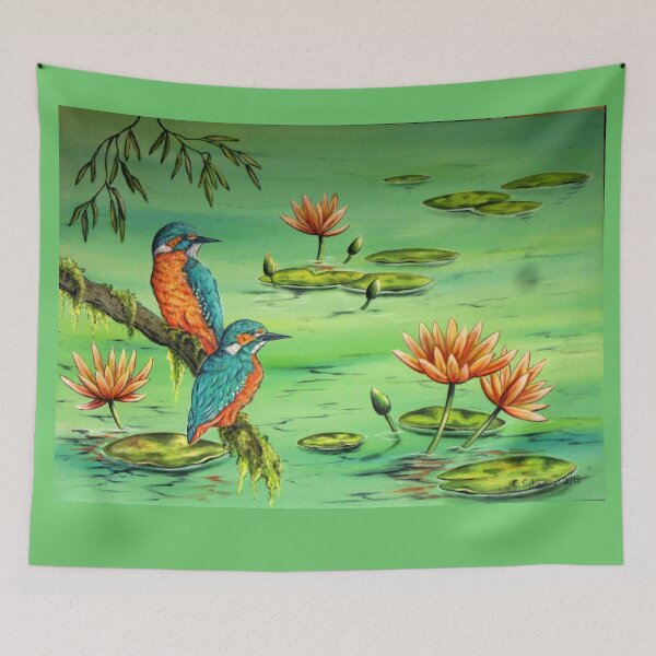 Item preview, Kingfishers at the water lily pond designed and sold by Naturzauber.