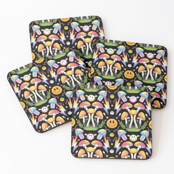 Item preview, Colorful Psychedelic Mushroom Pattern – Trippy Smile Design designed and sold by Mystikos Art.