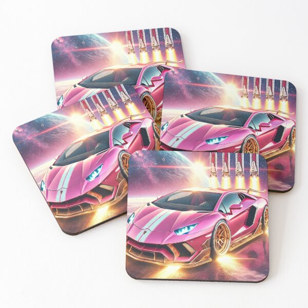 Item preview, Pink Lamborghini in Space | Futuristic Supercar | Luxury Cosmic Ride designed and sold by AkilaCreations .