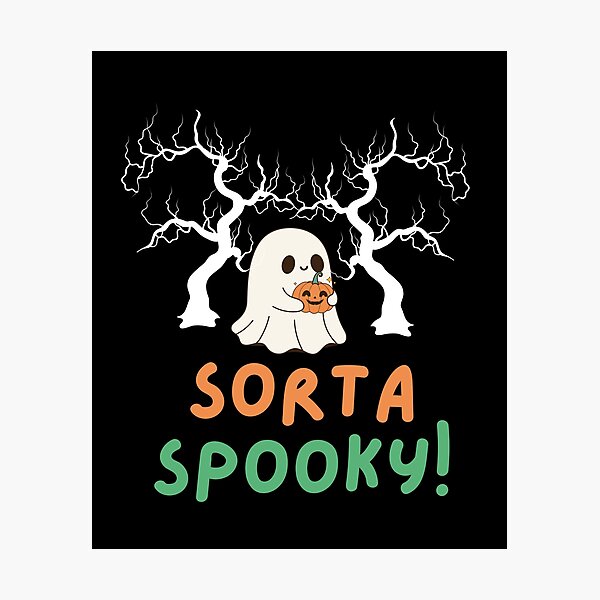 Item preview, Sorta Spooky Cute Ghost with Pumpkin | Halloween Kawaii Design designed and sold by Basma Store.