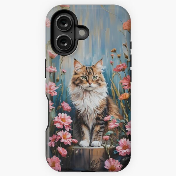 Vista previa del artículo con la obra «Gato Minino Sobre Un tronco Entre Flores», diseñado y vendido por Ciervo Primavera.
