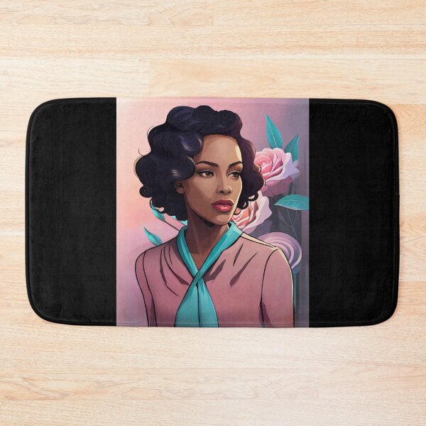 Item preview, Glam WomanTeal Scarf  w/ Pink Blouse Rose Background  designed and sold by Melan Designs.