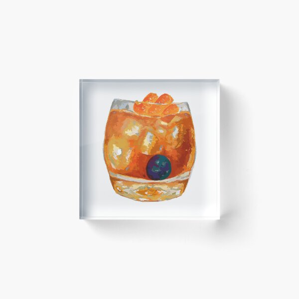 Item preview, Hand-painted Watercolor Iced Blueberry Orange Old Fashioned  designed and sold by KLongMakes.