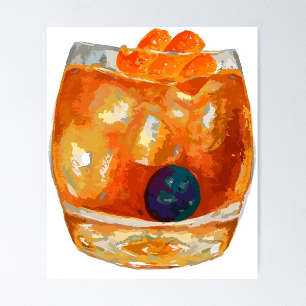Item preview, Hand-painted Watercolor Iced Blueberry Orange Old Fashioned  designed and sold by KLongMakes.