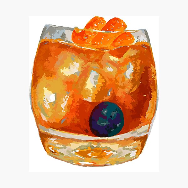 Item preview, Hand-painted Watercolor Iced Blueberry Orange Old Fashioned  designed and sold by KLongMakes.