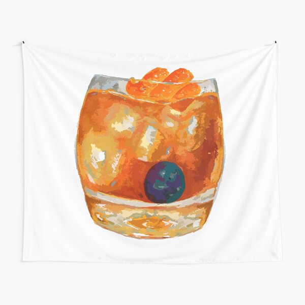Item preview, Hand-painted Watercolor Iced Blueberry Orange Old Fashioned  designed and sold by KLongMakes.