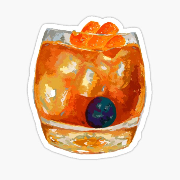 Item preview, Hand-painted Watercolor Iced Blueberry Orange Old Fashioned  designed and sold by KLongMakes.