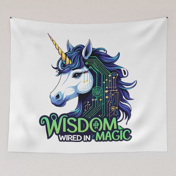 Item preview, Wisdom Wired in Magic – Tech Oracle Unicorn designed and sold by zoughlal.
