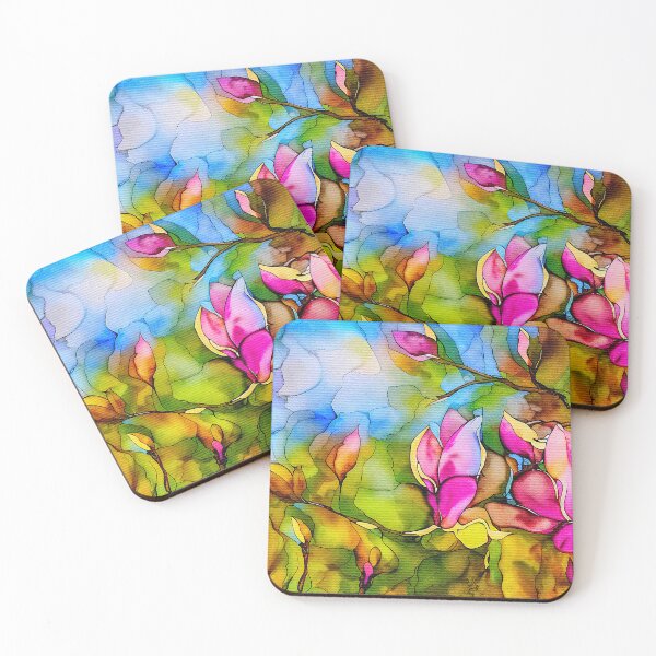 Item preview, Pink magnolia flowers watercolor designed and sold by Travelways.