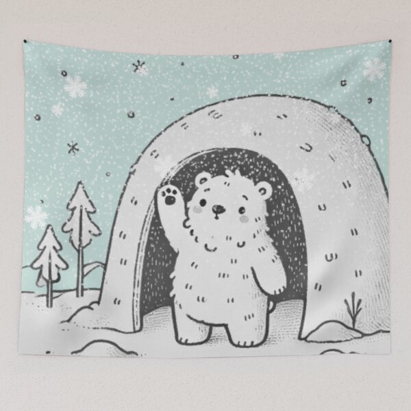 Item preview, Blue Polar Bear in Snowy Den designed and sold by LyssasMindArt.