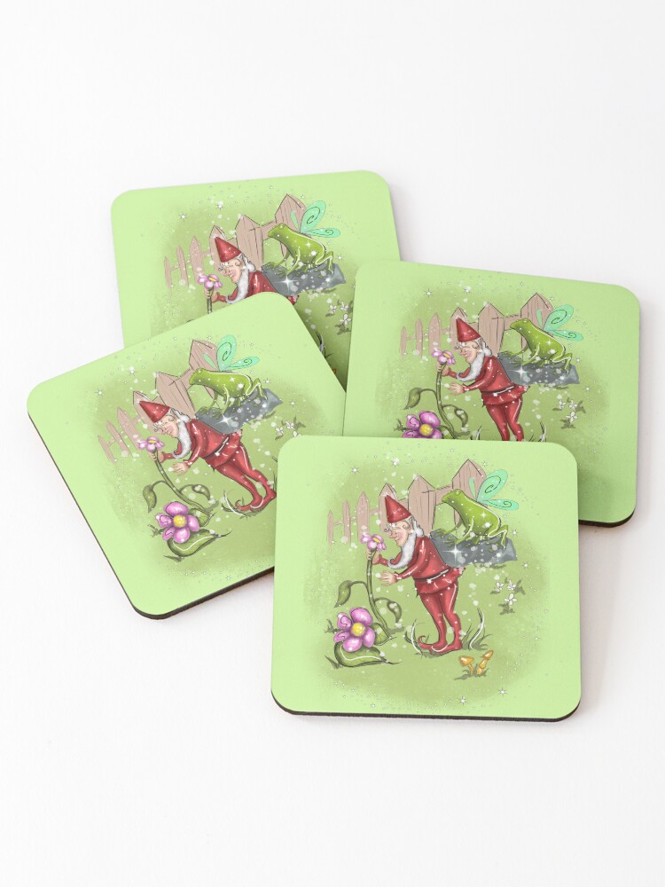 Thumbnail 1 of 5, Coasters (Set of 4), Genius Gnome Fairy™ designed and sold by TeelieTurner.