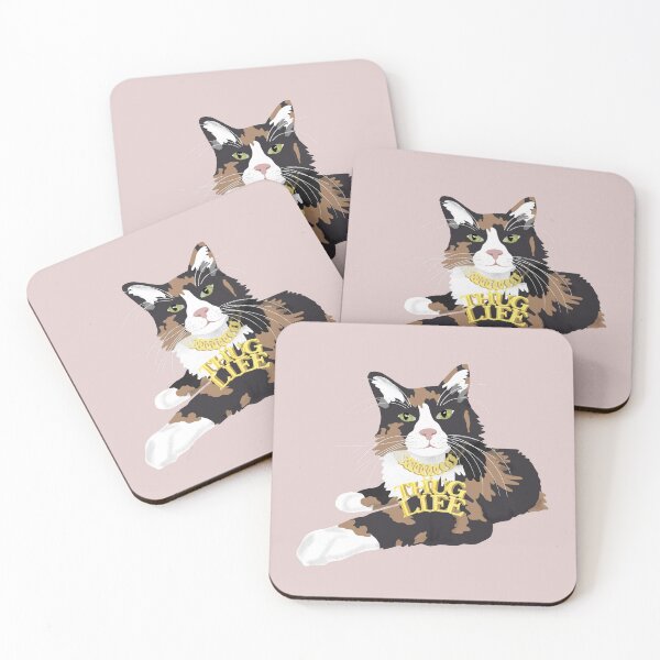 Item preview, Calico Cat in "Thug Life" Chain - Pink designed and sold by stubiedoodles.