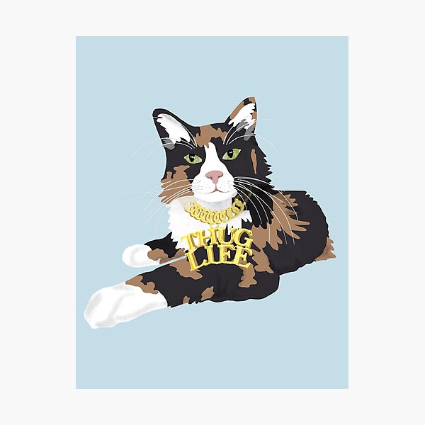 Item preview, Calico Cat in "Thug Life" Chain - Blue designed and sold by stubiedoodles.