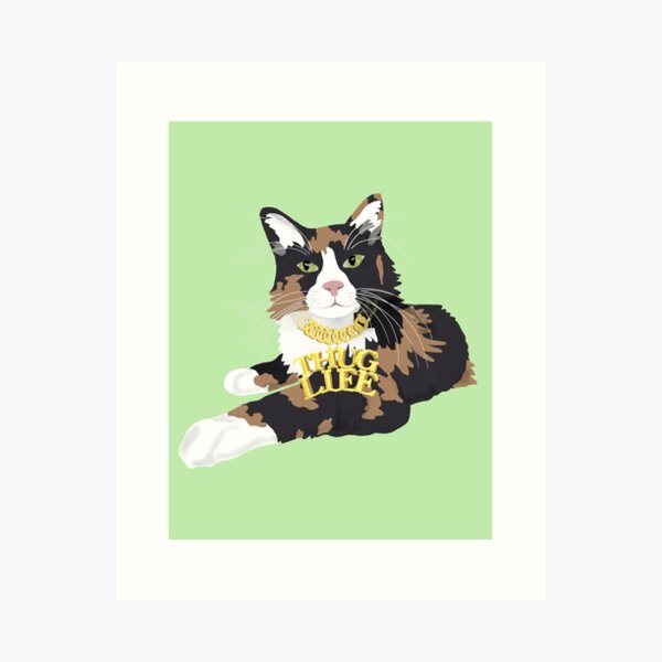 Item preview, Calico Cat in "Thug Life" Chain - Green designed and sold by stubiedoodles.
