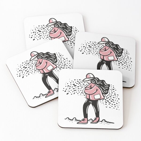 Item preview, Woman in pink walking in the cold designed and sold by jasmineberry.