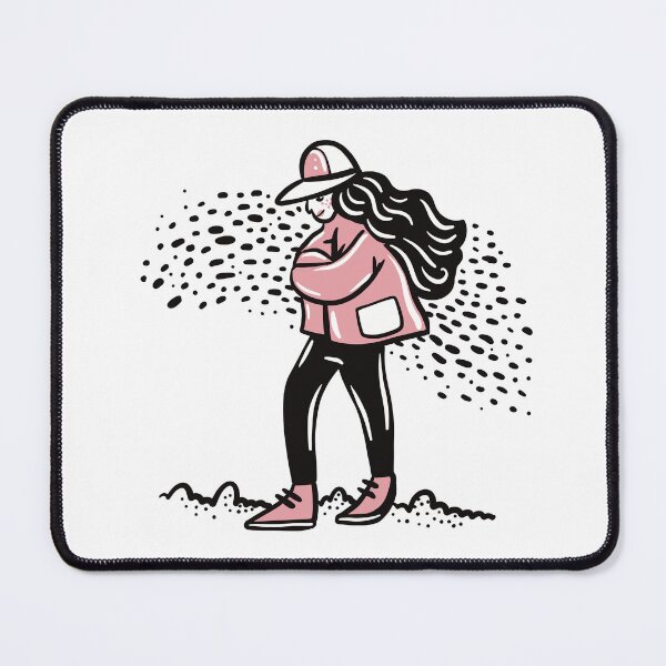 Item preview, Woman in pink walking in the cold designed and sold by jasmineberry.