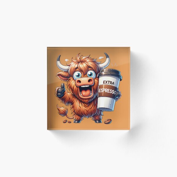 Artikelvorschau, Extra Espresso Highland Cow - Lustiges Kaffeeliebhaber-Koffein entworfen und verkauft von Redblackman.