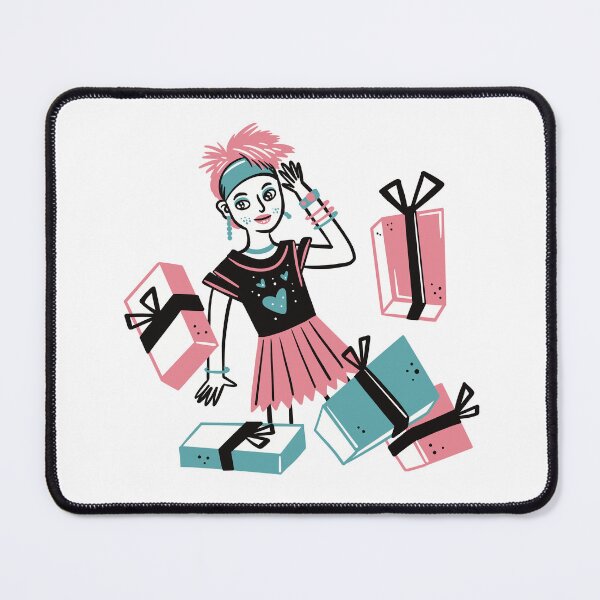 Item preview, Eighties girl surrounded by gifts in punk hair style designed and sold by jasmineberry.