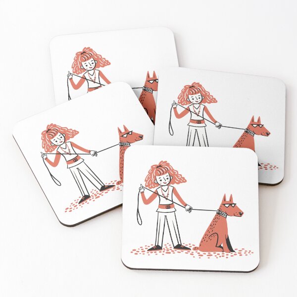Item preview, Girl with a big red dog on a lead designed and sold by jasmineberry.