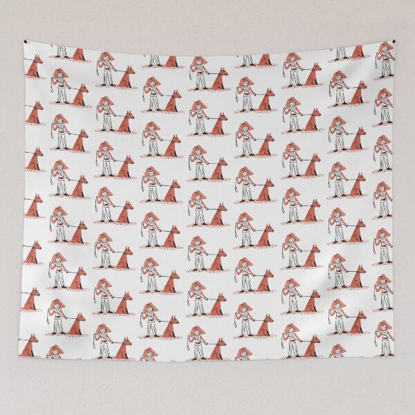 Item preview, Girl with a big red dog on a lead designed and sold by jasmineberry.