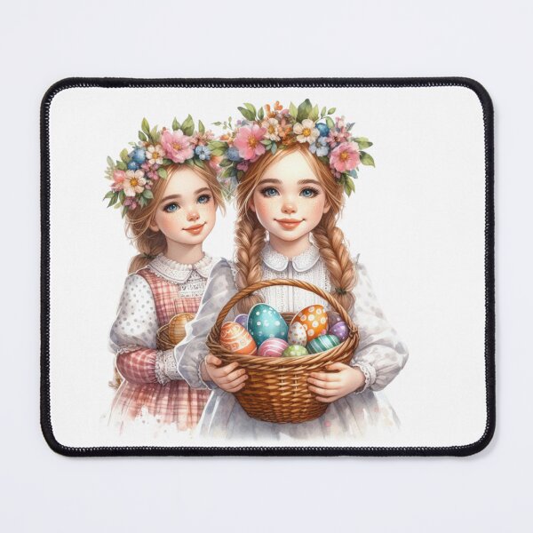 Artikelvorschau, Zwei süße Mädchen mit Osterkorb - Blumenstil entworfen und verkauft von lojadpop.