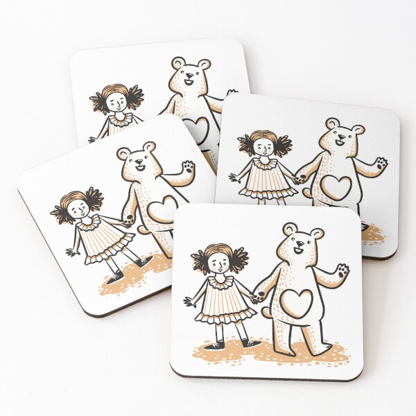Item preview, Teddy bear and little girl walking hand in paw designed and sold by jasmineberry.
