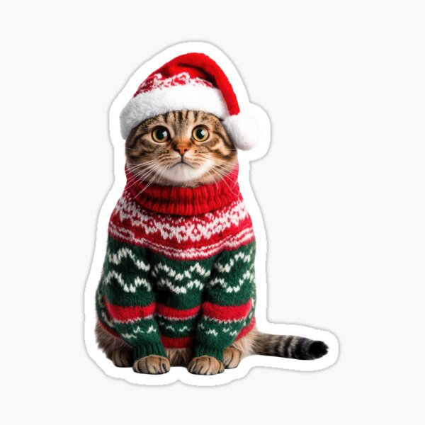 Item preview, a cat dressed in Christmas hats and sweaters designed and sold by Aonsnoopy.