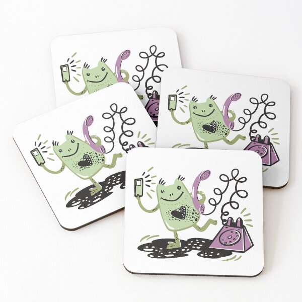 Item preview, Green frog dancing while on a retro dial-up phone designed and sold by jasmineberry.