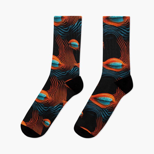 Item preview, Cyberpunk psychedelic orange and bllue Illuminated Salmon Sushi designed and sold by chi3-jp.