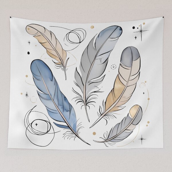 Item preview, Boho Watercolor Bird Feathers – Abstract Design with Celestial Accents designed and sold by AdaMerch.