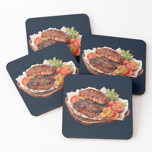 Item preview, Grilled Steak Platter On A Copper Cooking Skillet designed and sold by Alicia Chee.