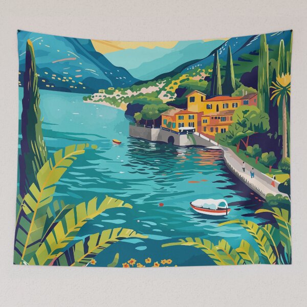 Item preview, Lake Garda Italy Aesthetic Illustration designed and sold by LVTFCOarts.