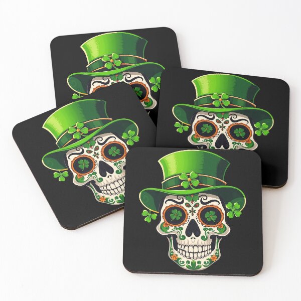 Item preview, St. Patrick’s Day Sugar Skull with Leprechaun Hat designed and sold by svarupa.