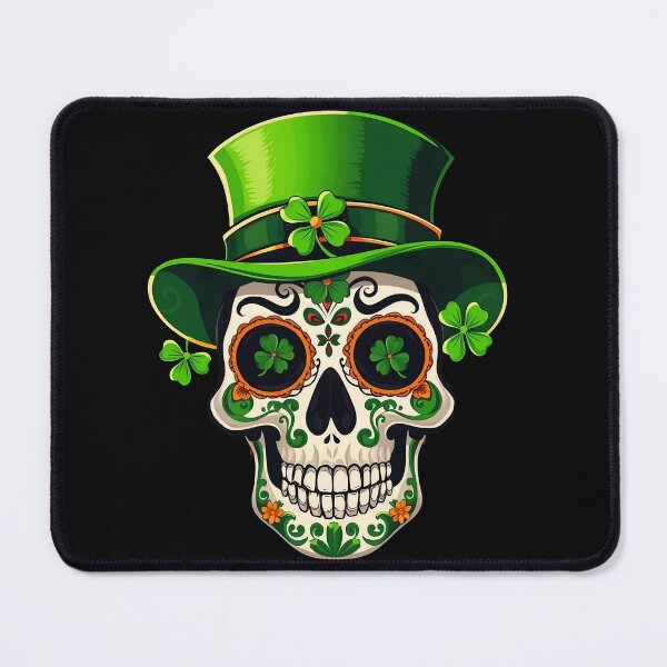 Item preview, St. Patrick’s Day Sugar Skull with Leprechaun Hat designed and sold by svarupa.
