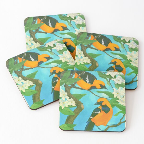 Artikelvorschau, Pirol in einem Blumenbaum-Aquarell entworfen und verkauft von kiwiestkarina.