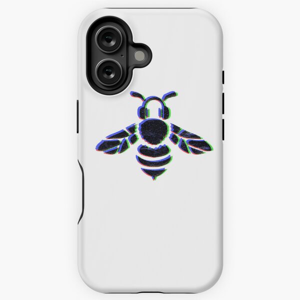 Vista previa del artículo con la obra «Plantilla de abeja 3D desgastada: arte con capas de colores llamativos y auriculares», diseñado y vendido por MediaOkra.