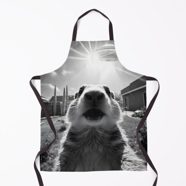 Item preview, Alien Encounter Selfie: Shocked Marmot & Giant UFO – Retro B&W Wildlife Photo designed and sold by WAUZ.