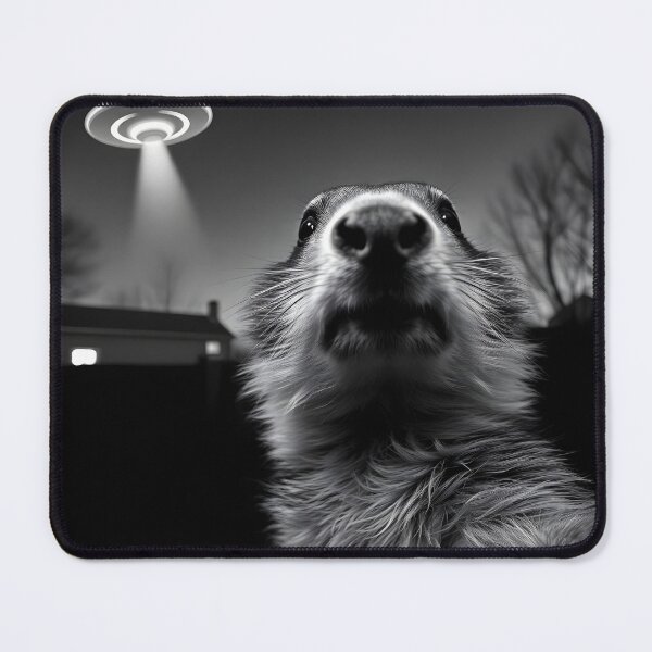Item preview, Feral Raccoon Vibe: Marmot UFO Photo Bomb – Dramatic Black and White Animal Art designed and sold by WAUZ.