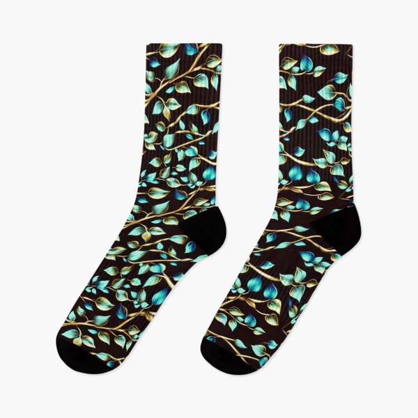 Item preview, Elegant Teal and Gold Vine Pattern – Luxurious Botanical Art Print designed and sold by Juliette Ozkalfayan.